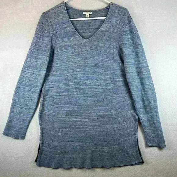 J. Jill PureJill Top Blue Women’s Size Small V Neck Long Sleeve Tunic - Picture 1 of 8